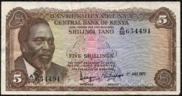 Kenya 5 Shillings 1972 VF Banknote - Kenia