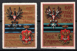 1914 PROOFS  WW1 ITALIE ITALY ERINNOFILI VIGNETTE Reklamemarke Militaire Delandre 68ème Régiment D'infanterie - Palermo - WO1