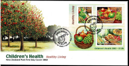 New Zealand 2002 Children's Health - Healthy Living Minisheet FDC - FDC