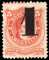 Argentina 1877 1 On 5c Vermillion Fine Unmounted Mint. - Nuovi