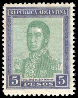 Argentina 1917-21 5p Green And Slate-grey Horizontal Watermark Unmounted Mint. - Unused Stamps