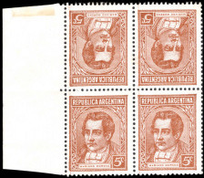 Argentina 1935-36 5c Moreno Tete-beche Block Of 4 Unmounted Mint. - Ongebruikt