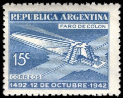 Argentina 1942 450th Anniversary Of Discovery Of America By Columbus Wmk Sun With Wavy Rays Unmounted Mint. - Neufs