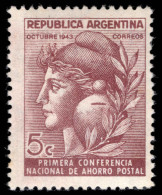 Argentina 1943 First Savings Bank Conference Wmk Sun With Straight Rays Unmounted Mint. - Neufs