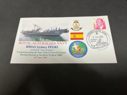 6-7-2023 (1 S 29) Royal Australian Navy Warship - HMAS Sydney FFG 03 (Spain Stamp) - Sonstige & Ohne Zuordnung