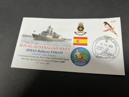 6-7-2023 (1 S 29) Royal Australian Navy Warship - HMAS Ballarat FFH 155 (Spain Stamp) - Andere & Zonder Classificatie