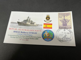 6-7-2023 (1 S 29) Royal Australian Navy Warship - HMAS Ballarat FFH 155 (Spain Stamp) - Sonstige & Ohne Zuordnung