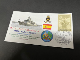 6-7-2023 (1 S 29) Royal Australian Navy Warship - HMAS Ballarat FFH 155 (Spain Stamp) - Altri & Non Classificati