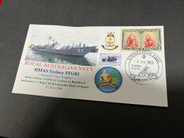 6-7-2023 (1 S 29) Royal Australian Navy Warship - HMAS Sydney FFG 03 (Spain Stamp) - Otros & Sin Clasificación