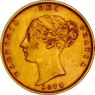 Royaume-Uni 1 Demi Souverain Victoria Buste Jeune Et Armoiries 1874 - 1/2 Sovereign