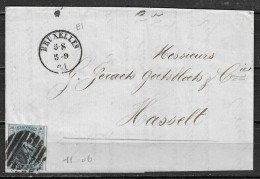 Lettre De 1861 De Bruxelles Pour Hasselt - LOOK!!!! - Postmarks - Lines: Perceptions