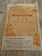 Titre N°2964,1921 Le Trésor Capitalisation - Banque & Assurance