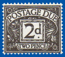 GREAT BRITAIN 1959 POSTAGE DUE 2d. AGATE S.G. D 59 U.M. / TIMBRE-TAXE  N.S.C. - Portomarken