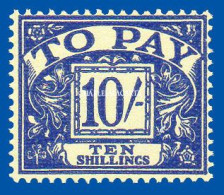 GREAT BRITAIN 1963 POSTAGE DUE 10s. BLUE/YELLOW  S.G. D 67 U.M. / TIMBRE-TAXE  N.S.C. - Postage Due