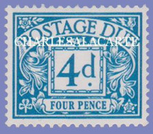 GREAT BRITAIN 1969 POSTAGE DUE PHOTO  4d. BLUE  SMALLER SIZE  S.G. D 75 U.M.   N.S.C. - Strafportzegels