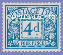 GREAT BRITAIN 1969 POSTAGE DUE PHOTO  4d. BLUE  SMALLER SIZE  S.G. D 75 U.M.   N.S.C. - Tasse