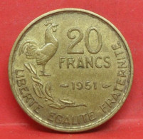 20 Francs G Guiraud 1951 - TTB - Pièce Monnaie France - Article N°987 - 20 Francs