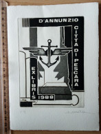Ex-libris R. Español. D'Annunzio Pescara Livre Ancre Aviation. Exlibris Español. D'Annunzio Pescara Book Anchor - Bookplates