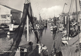 CARTOLINA  CESENATICO,CESENA,EMILIA ROMAGNA-PORTO CANALE-SPIAGGIA,MARE,ESTATE,VACANZA,BARCHE A VELA,VIAGGIATA 1961 - Cesena