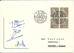 Finland Cover With A B Lock Of 4 LION Type 1-3-1965 With Cachet Sent To Denmark - Cartas & Documentos