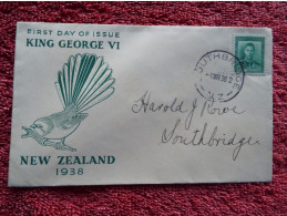 1938 KG VI FDC Fantail Bird Southbridge New Zealand - FDC