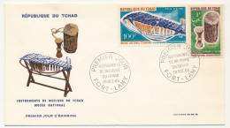 TCHAD => Envel FDC -1F Et 100F Instruments De Musique Du Tchad - 26 Oct 1965 - FORT-LAMY - Tschad (1960-...)