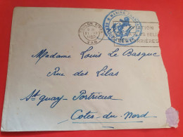 Enveloppe En Fm De Toulon  Pour St Quay Portrieux En 1940 Avec Cachet Ancre De Marine - Réf 1402 - WW II