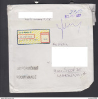 R-COVER LABEL / REPUBLIC OF MACEDONIA SEAL DAMAGED COVER  (006) - Storia Postale