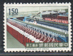 CHINA REPUBLIC CINA TAIWAN FORMOSA 1964 TEXTILE INDUSTRY 1.50$ USED USATO OBLITERE' - Used Stamps