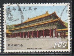 CHINA REPUBLIC CINA TAIWAN FORMOSA 1970 MARTYRS' SHRINE NORTHERN TAIPEI 1$ USED USATO OBLITERE' - Usados