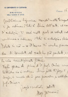 Regia Università Di Catania  - Facoltà Di Lettere - Lettera Autografa (1935) - Manuscrits