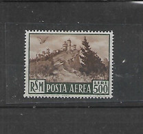 SAN MARINO  1951 POSTA   AEREA  VEDUTA TIPO DEL N° 91 IN FORMATO RIDOTTO E MODIFICATO SASS. 97 MLH XF+++++++++ - Airmail