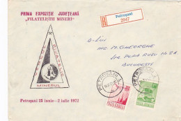 PETROSANI MINERS PHILATELIC CLUB ANNIVERSARY, REGISTERED SPECIAL COVER, 1972, ROMANIA - Brieven En Documenten