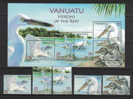 Vanuatu 2007 - Yvert 1272 à 1276, BF59 Neufs SANS Charnière - Scott#914-918, 918a - Oiseau, Bird, Hérons - Vanuatu (1980-...)