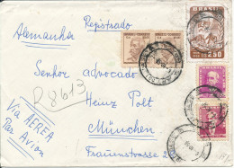 Brazil Registered Cover Sent Air Mail To Germany 6-10-1958 Stains On The Backside Of The Cover - Covers & Documents