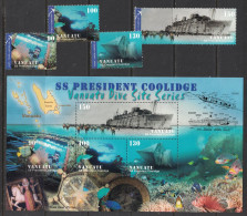 Vanuatu 2006 - Yvert 1268 à 1271, BF57 Neufs SANS Charnière - Scott#909-912, 913 MNH - Plongée, Boat, Epave, Bateau - Vanuatu (1980-...)