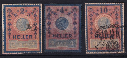 AUSTRIA 1910 - Canceled - Stempelmarken 2h, 4h, 10h - Steuermarken