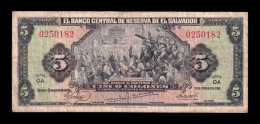 El Salvador 5 Colones 1956 Pick 95a Serie OA Bc F - El Salvador