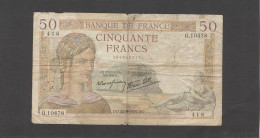 Themes Div-ref TT296- Billets -billet Banque De France - Cinquante Francs - 50 Francs -1939- - Andere & Zonder Classificatie