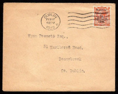 1922 Thom 2d Die II Single On A Local Dublin Cover, Well Tied By A Clear Machine Cancel For 17 FE 22, The First Day. - Brieven En Documenten