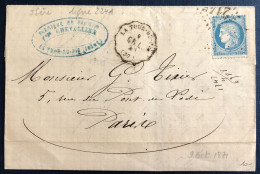 France N°60A Sur Lettre De La Tour Du Pin 9.10.1871 - Convoyeur Station GR.L. + GC 2145 (Lyon) - (C466) - 1849-1876: Periodo Clásico