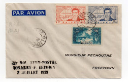 !!! AOF, GUINEE, 1ER VOL AEROPOSTAL CONACRY - FREETOWN DU 2/7/1939 - Covers & Documents