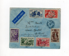 !!! DAHOMEY, SERIE EXPO 1937 SUR LETTRE DE OUIDAH CACHET 1ER VOYAGE AEROMARITIME SENEGAL - CONGO MAI 1937 - Lettres & Documents