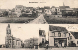 Bourgfelden , St Louis * Gruss Souvenir 3 Vues Du Village * Epicerie Jos. NIEDERGANG , Route & église - Saint Louis