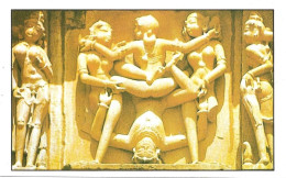 India Khajuraho Temples MONUMENTS - Yoga Figure From Kandariya Mahadeo TEMPLE 925-250 A.D Picture Post CARD New Per Scan - Etnica & Cultura
