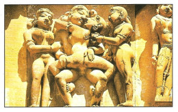 India Khajuraho Temples MONUMENTS - A Figure From Kandariya TEMPLE 925-250 A.D Picture Post CARD New Per Scan - Etnica & Cultura