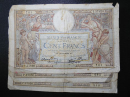 3 Billets (Banknotes), 100 Francs, MERSON, 24-2-1938, N° : T.57828-701, P.57850-685 & P.57926-940, ( P.086b, F.25.12) - 100 F 1908-1939 ''Luc Olivier Merson''