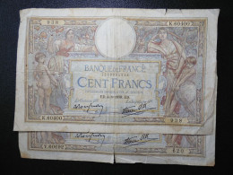 2 Billets (Banknotes), 100 Francs, MERSON, 1938, N° : K.60400-938 & V.60692-620, ( P.086b, F.25.27 & F.25.29) - 100 F 1908-1939 ''Luc Olivier Merson''