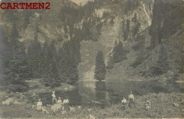 RARE CARTE PHOTO : LAC DE CAUDREZ PRES GRANDVILLARD MOREL BULLE FRIBOURG SUISSE  - Bulle