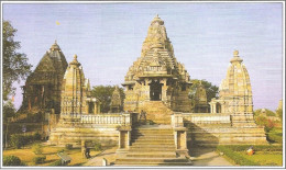 India Khajuraho Temples MONUMENTS - LAXMANA Temple Picture Post CARD New As Per Scan - Etnicas